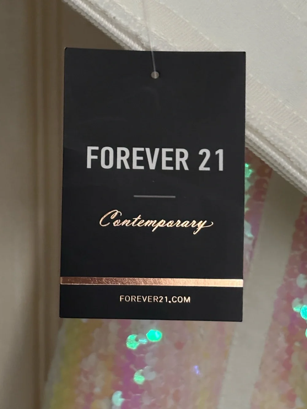 Forever 21 iridescent pink white sequin strapless bodycon mini dress - Picture 7 of 9